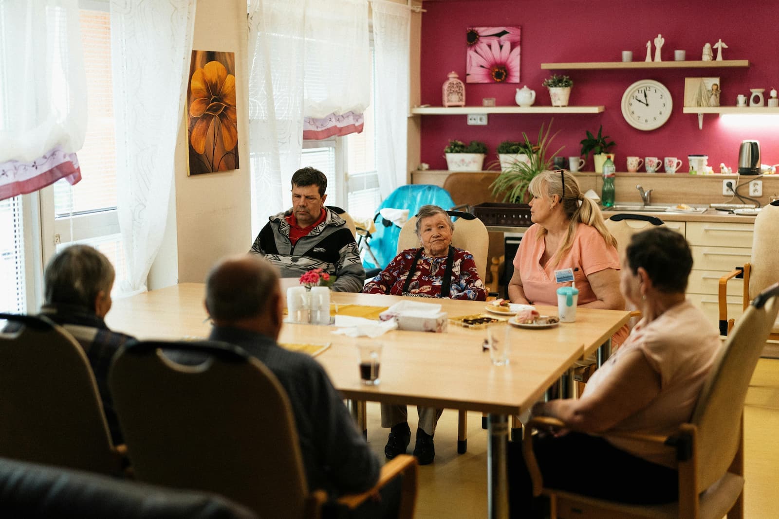 residents around a table